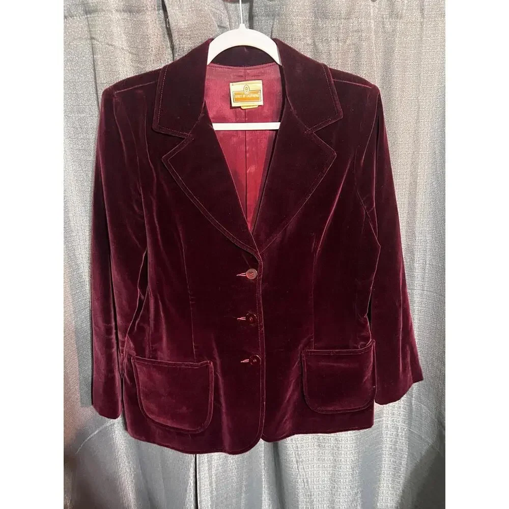 Vintage burgundy velvet Blazer - Picture 1 of 6